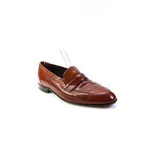 The Florsheim Mens Brown Leather Slip On Flat Loafer Shoes Size 9